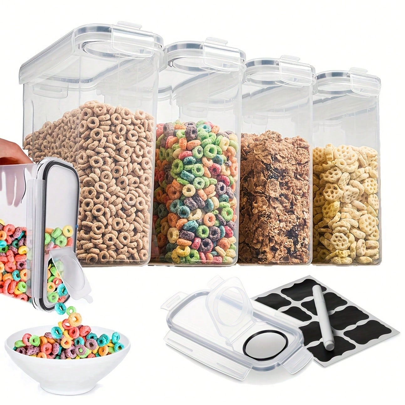 Airtight Cereal Jar - Airtight Food Storage Containers With Lids,4