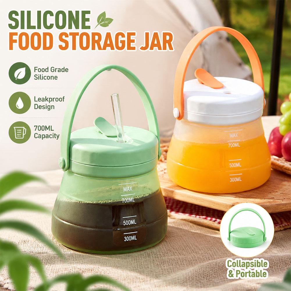 Food Storage Silicone - 800ml Fresh Keeping Bucket Telescopic Leak-Proof