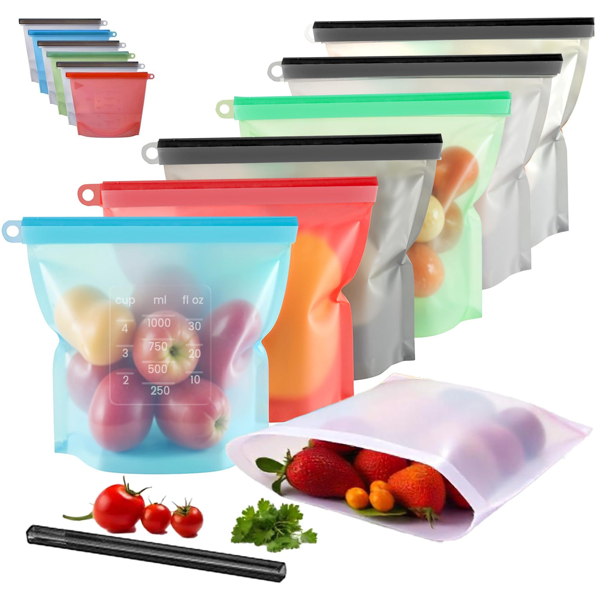 5pcs Silicone Food Storage Con - Food Storage Silicone Bags 评论和价格