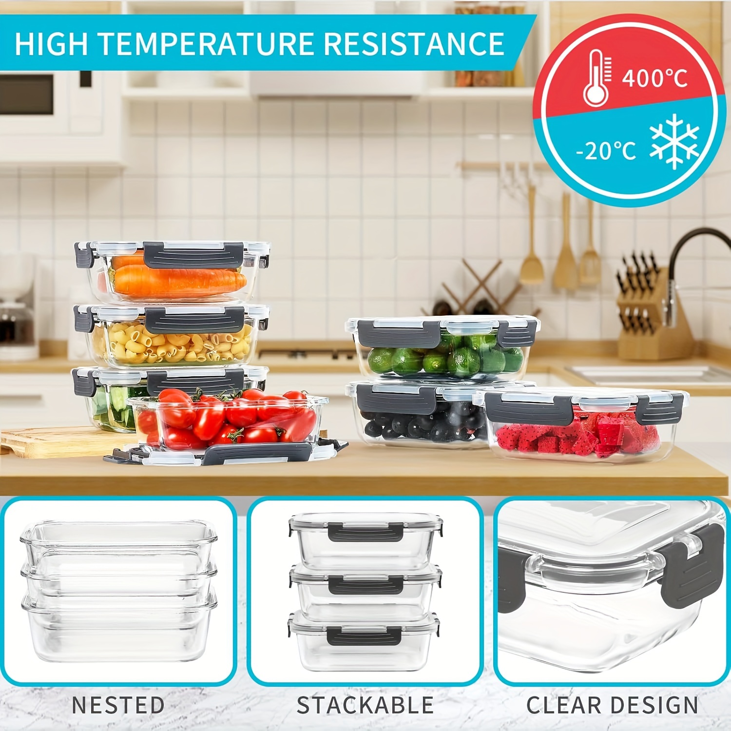 22oz Glass Airtight Food Stora - Food Storage Without Pantry 评论和价格