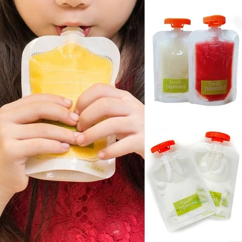 10Pcs Baby Food and Juice Box  - Food Storage Silicone Bags 评论和价格