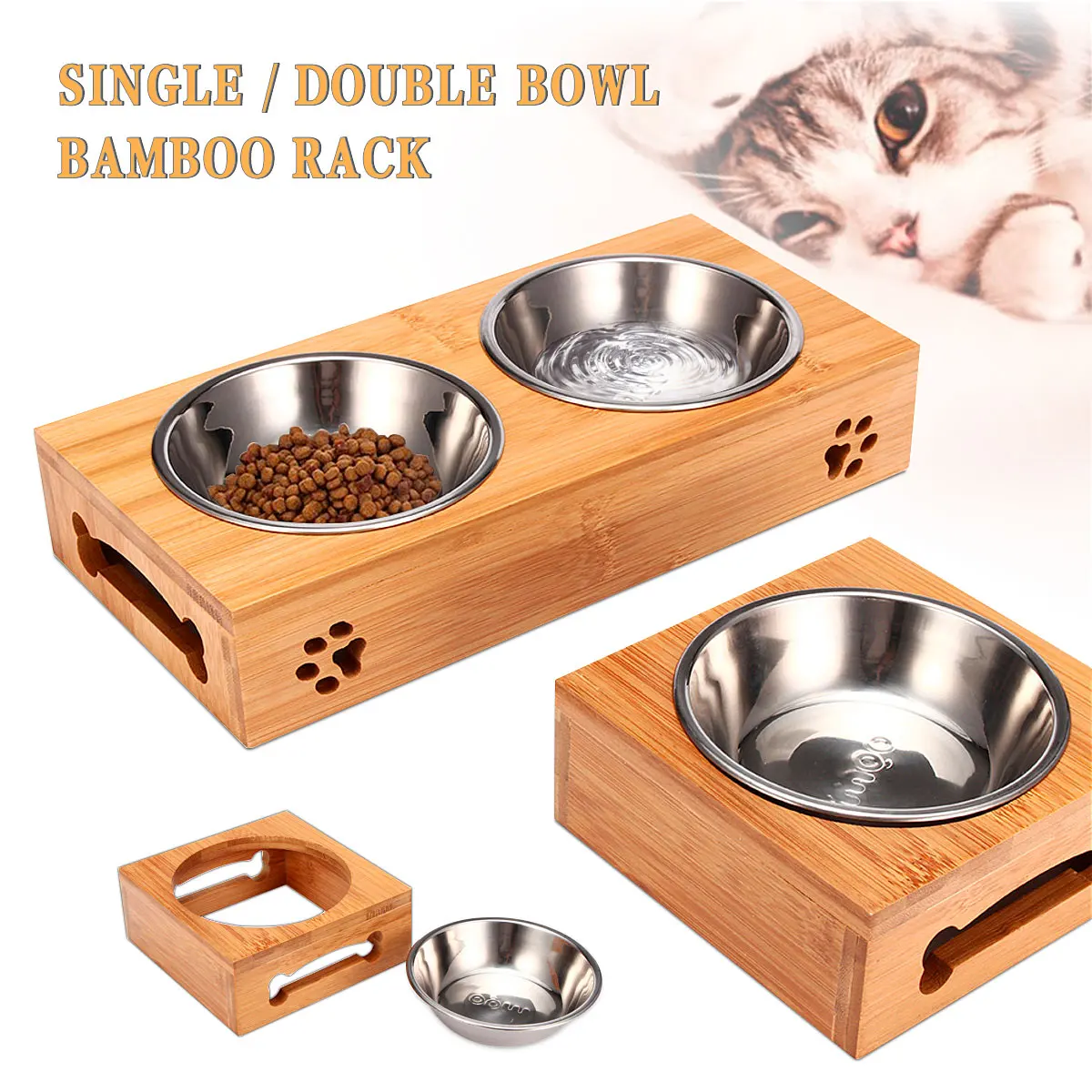 Pet Cat Bowl Bear Bamboo Plate - Food Storage Food Safety 评论和价格