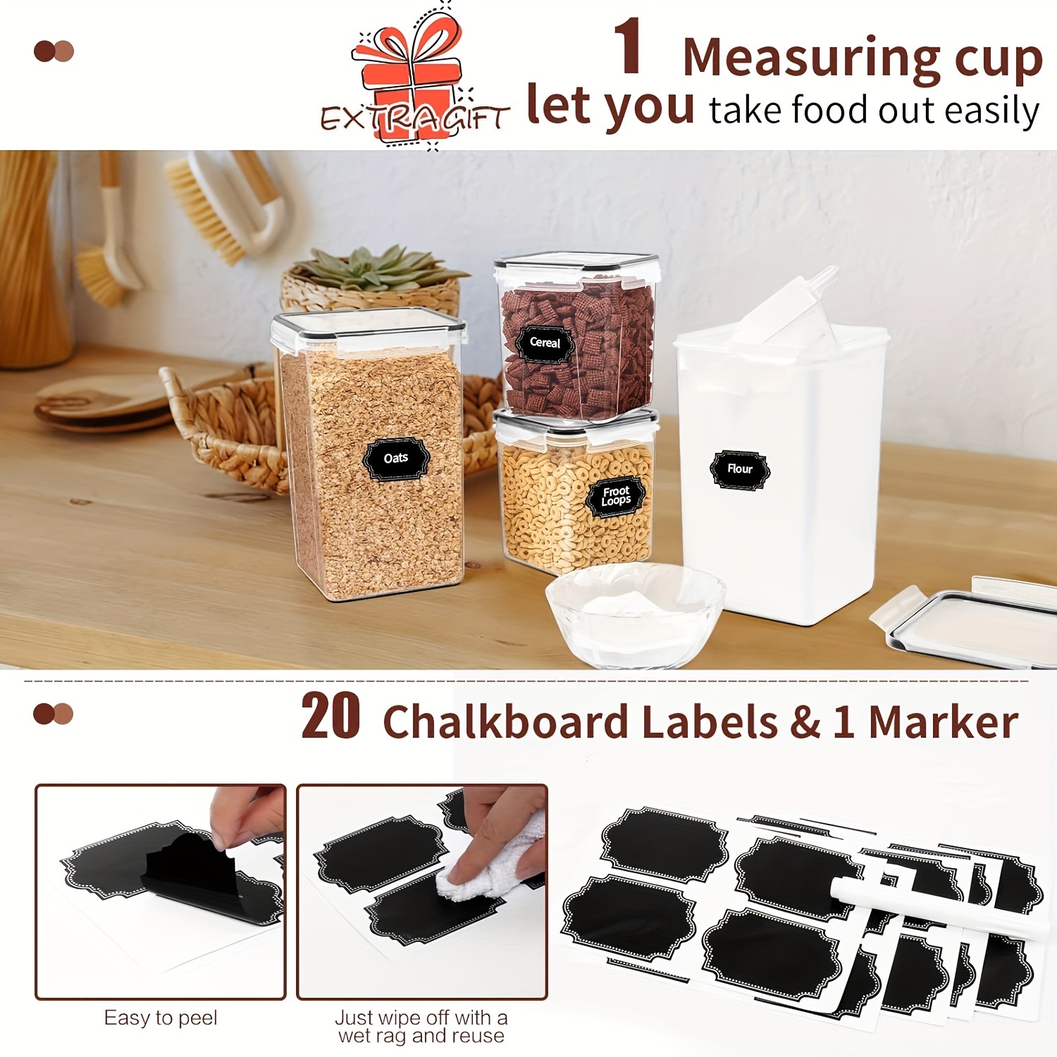 Skroam Large Airtight Food Sto - Food Storage Without Pantry 评论和价格