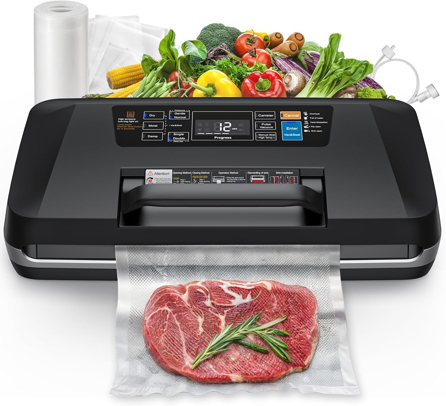 230W 95KPa Vacuum Sealer, 10-i - Food Storage Vacuum Seal 评论和价格