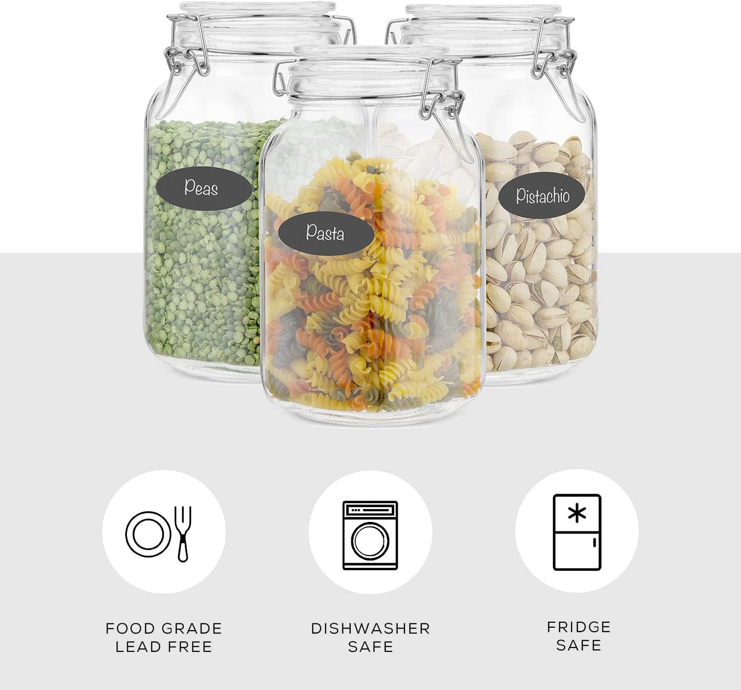 Airtight Glass Jars with Lids  - Food Storage Silicone 评论和价格
