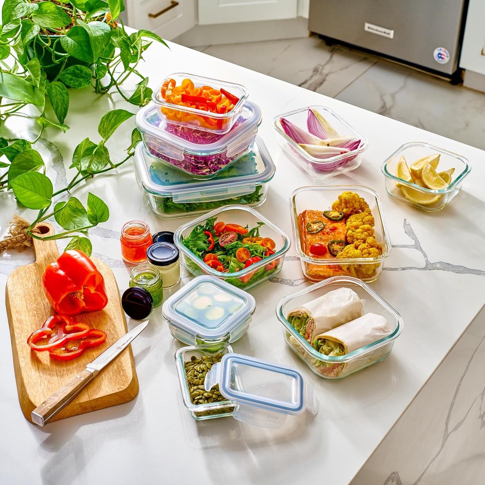 40-Piece Glass Food Storage Co - Food Storage Plastic Boxes 评论和价格