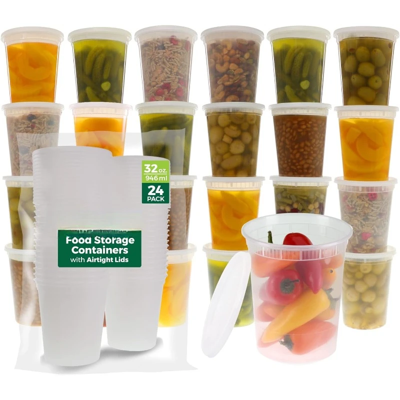 [24 Set] 8oz-32 Oz Plastic Del - Food Storage Plastic Boxes 评论和价格