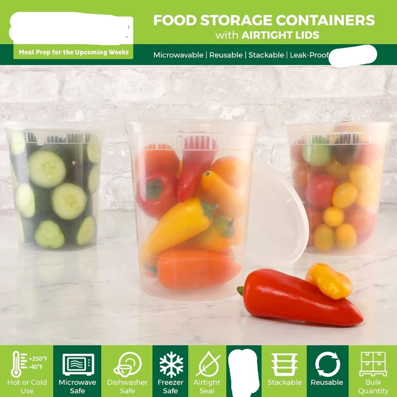 [24 Set] 8oz-32 Oz Plastic Del - Food Storage Plastic Boxes 评论和价格