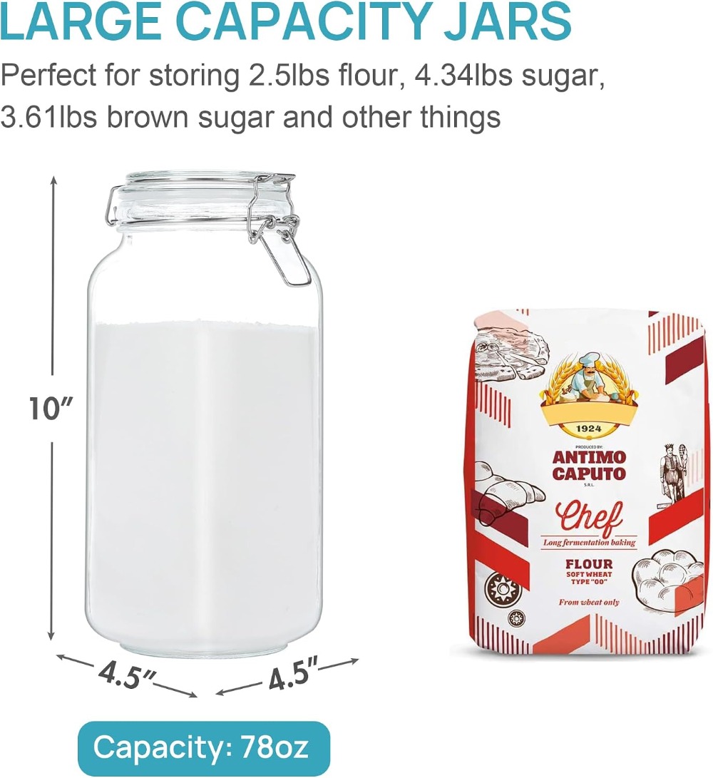 78oz Glass Food Storage Jars w - Airtight Cereal Jar 评论和价格