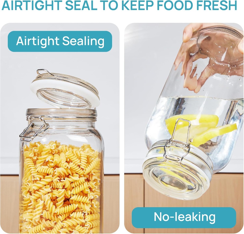 78oz Glass Food Storage Jars w - Airtight Cereal Jar 评论和价格