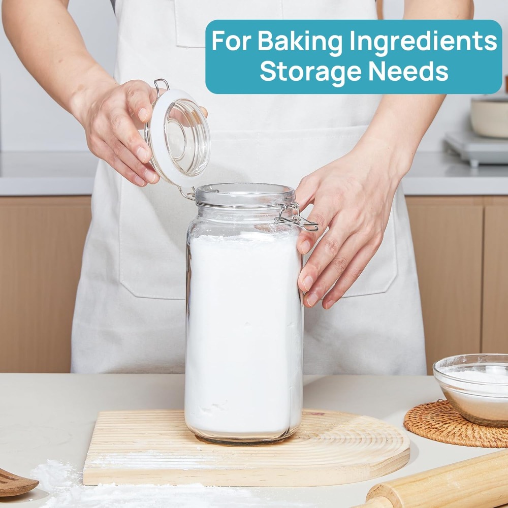 78oz Glass Food Storage Jars w - Airtight Cereal Jar 评论和价格