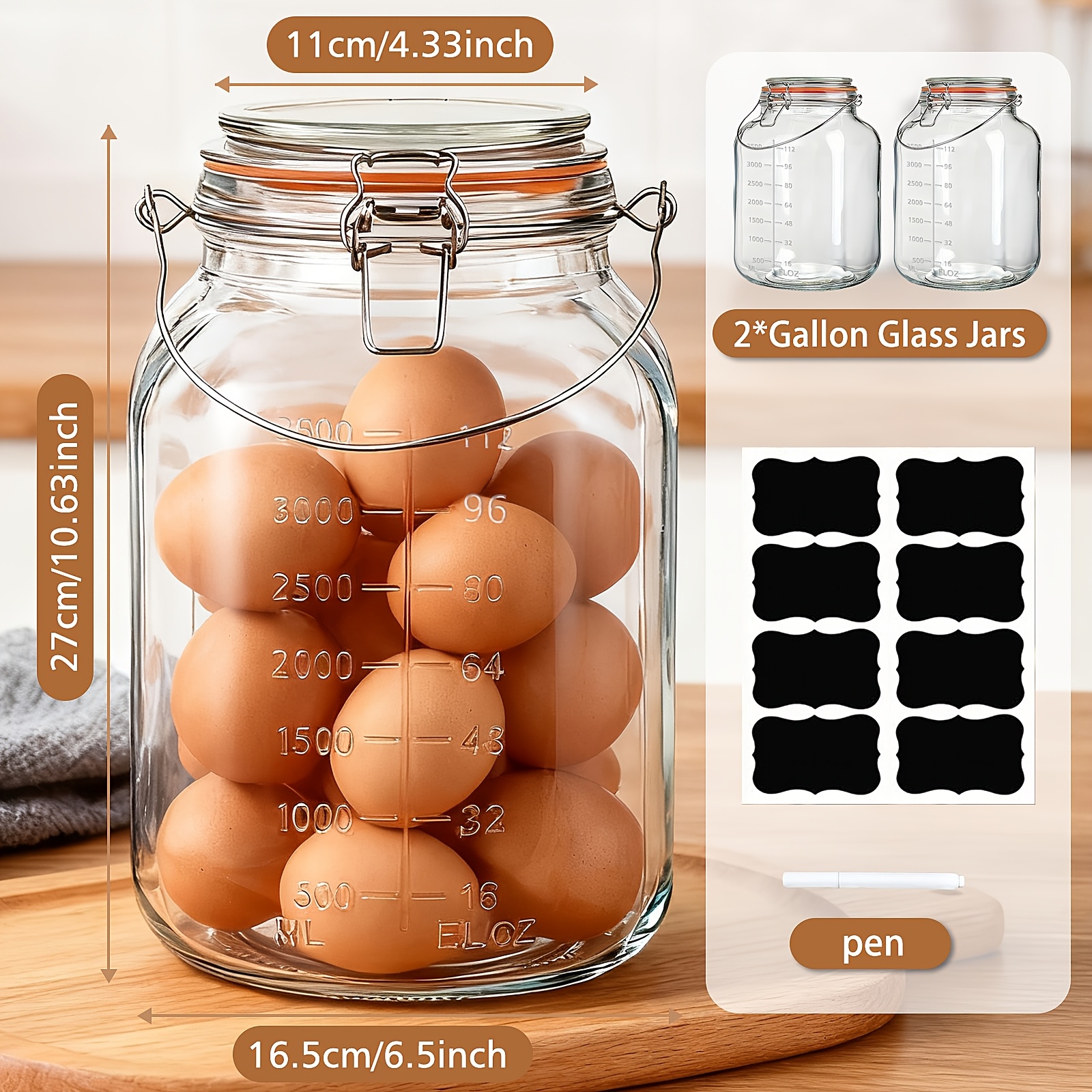 2 Pack 1 Gallon Glass Jar with - Food Storage Without Pantry 评论和价格