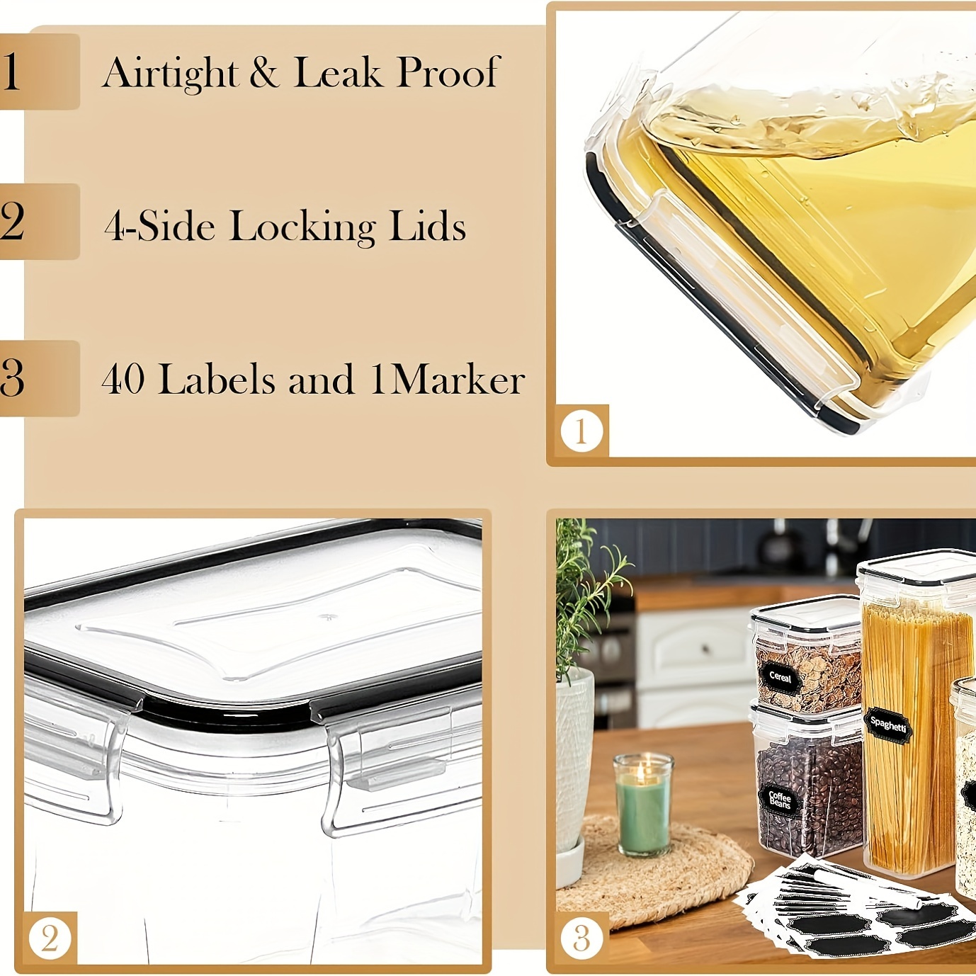 Set of 64 Airtight Food Storag - Food Storage Without Pantry 评论和价格