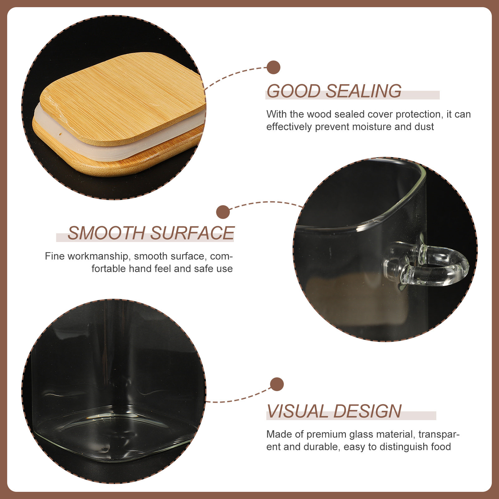1Set Square Airtight Glass Foo - Airtight Cereal Jar 评论和价格
